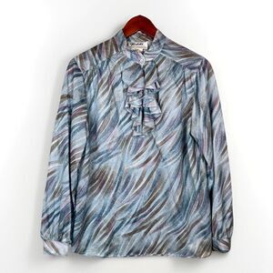 VTG 70s Women's Office Secretary Fairy Whimigoth Romantic Blouse Size 10